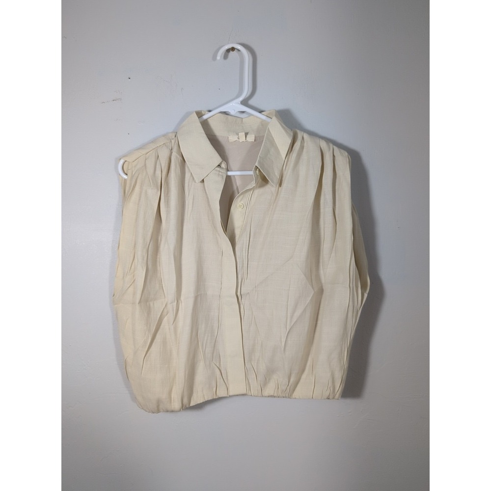Easel Womens Beige‎ Sleeveless Button Up Blouse Size Medium